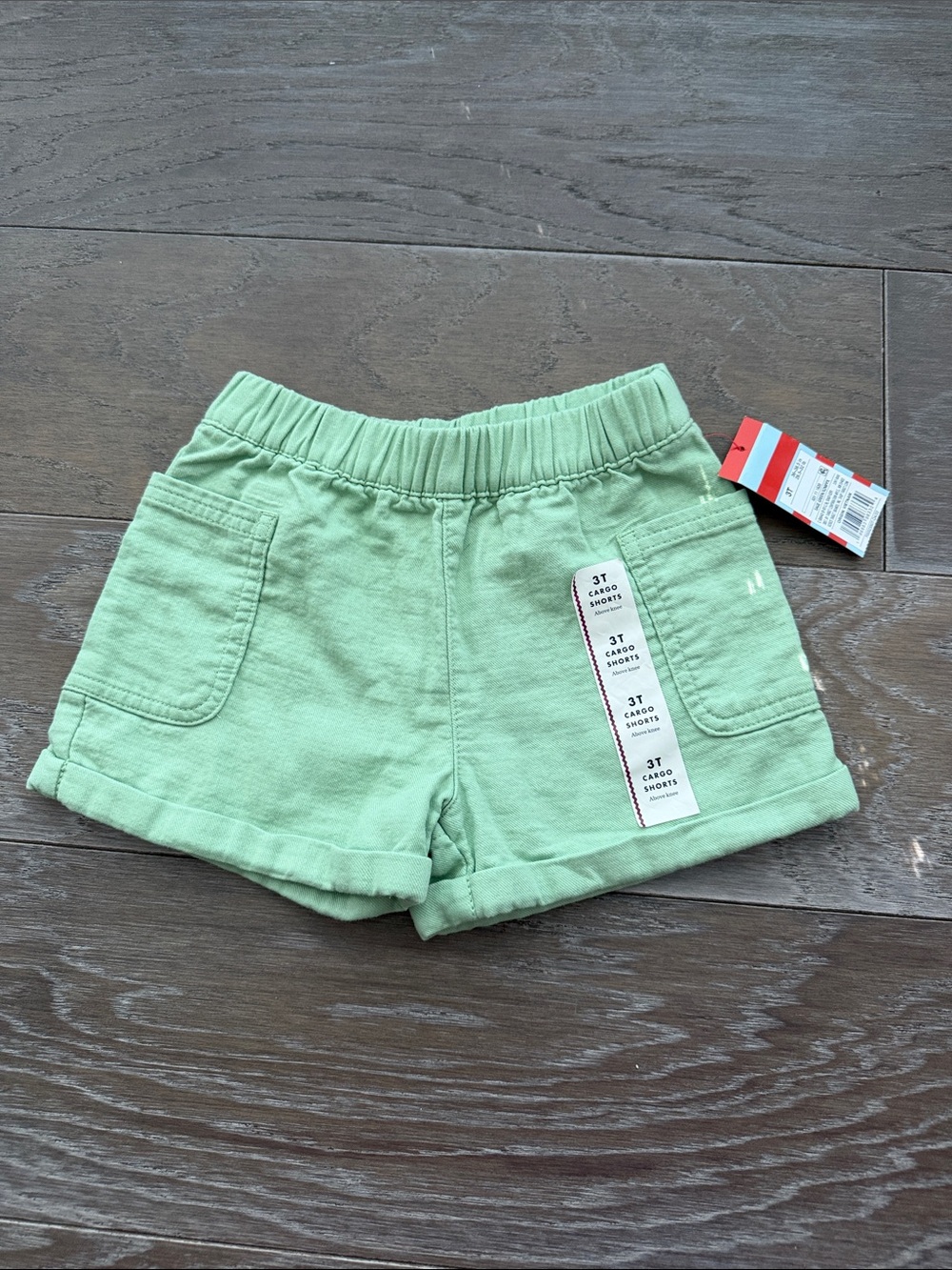 Cat & Jack Girls Mint Green Knit Pull-On Cargo Shorts